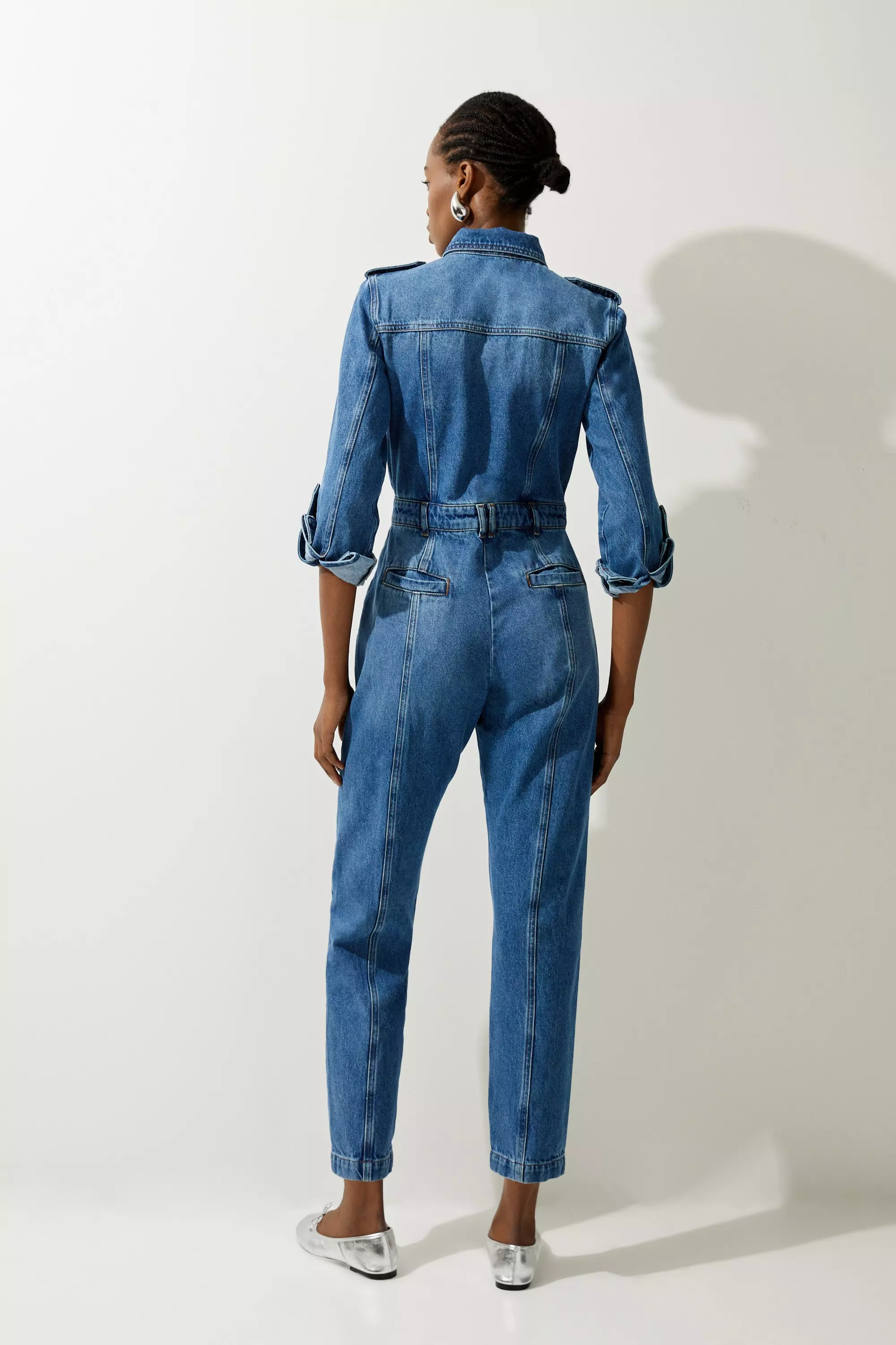 Missguided denim playsuit online